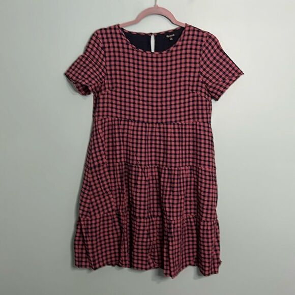 Madewell Short-Sleeve Tiered Mini Dress in Gingham Check - Picture 4 of 10